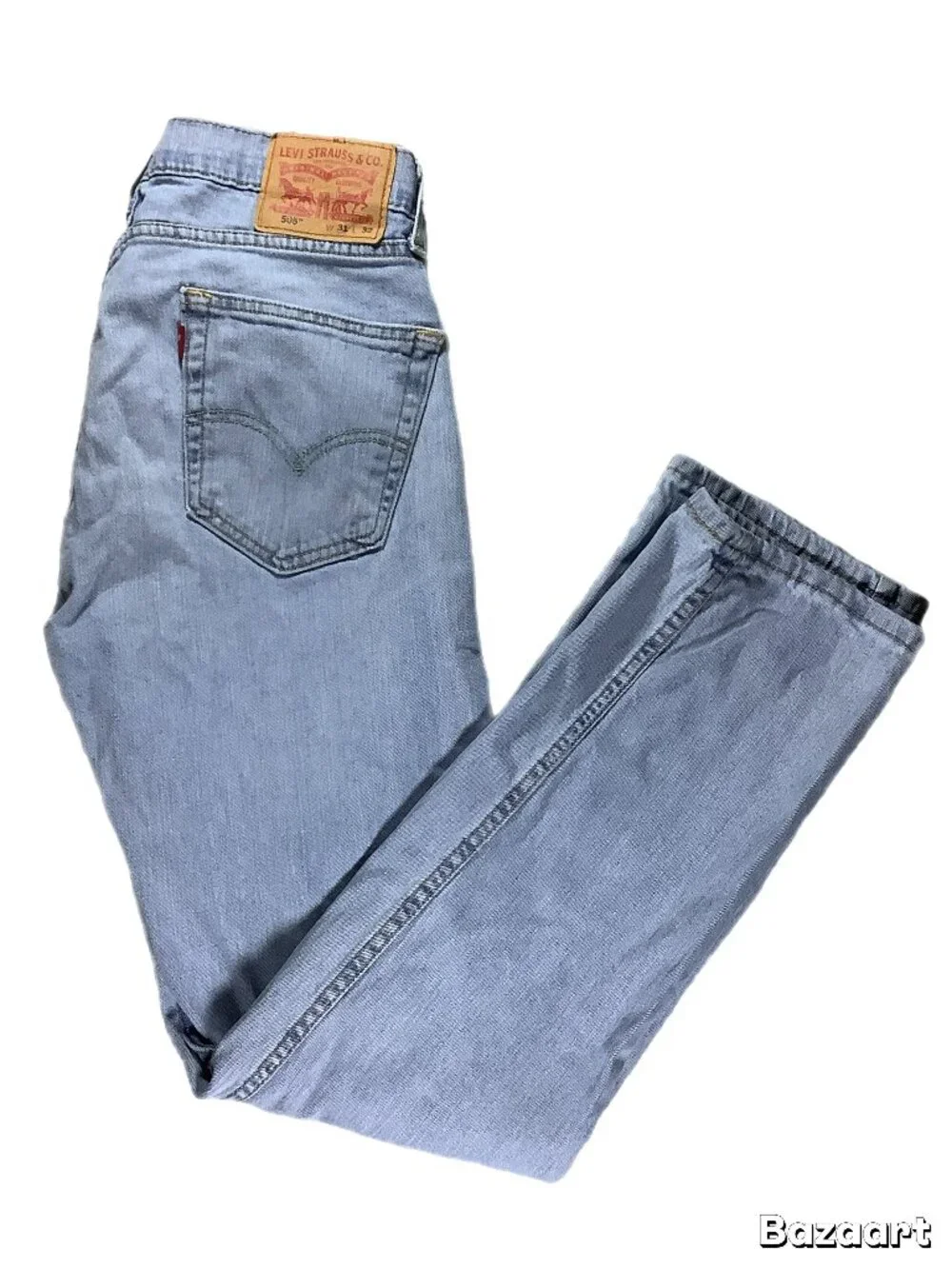 Levi's 505 Blank Tab Men's Light Wash Jeans Regular Fit Size 31x32 (285)